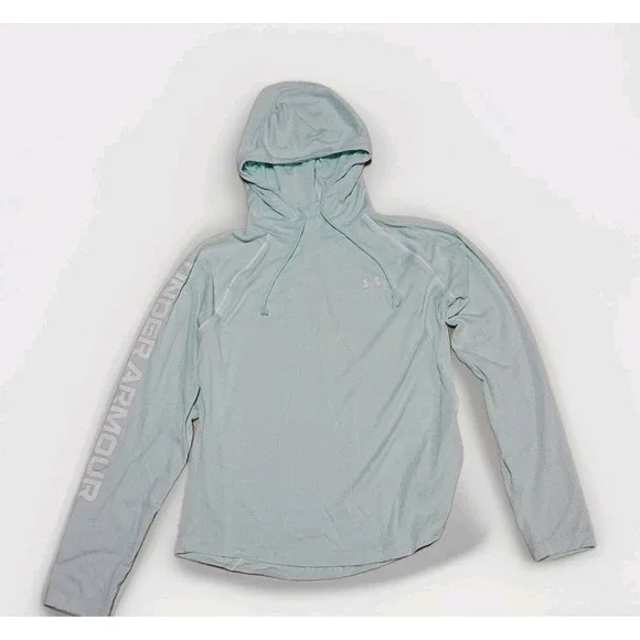 UNDER ARMOUR Large Women's Mint Green Lightweight Hooded Pullover Loose Size L - Picture 2 of 8